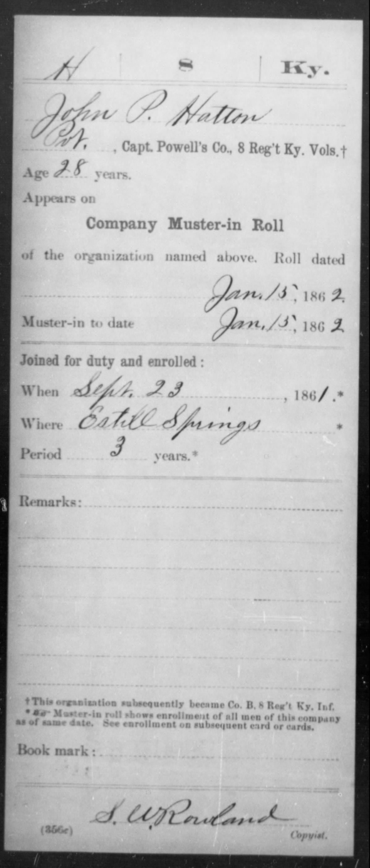 Registered for Service