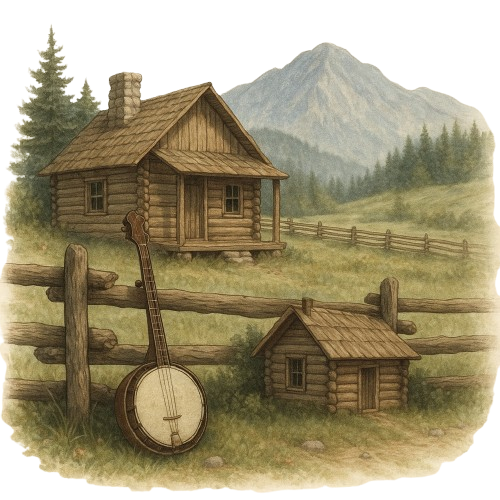 Mountain cabin with banjo