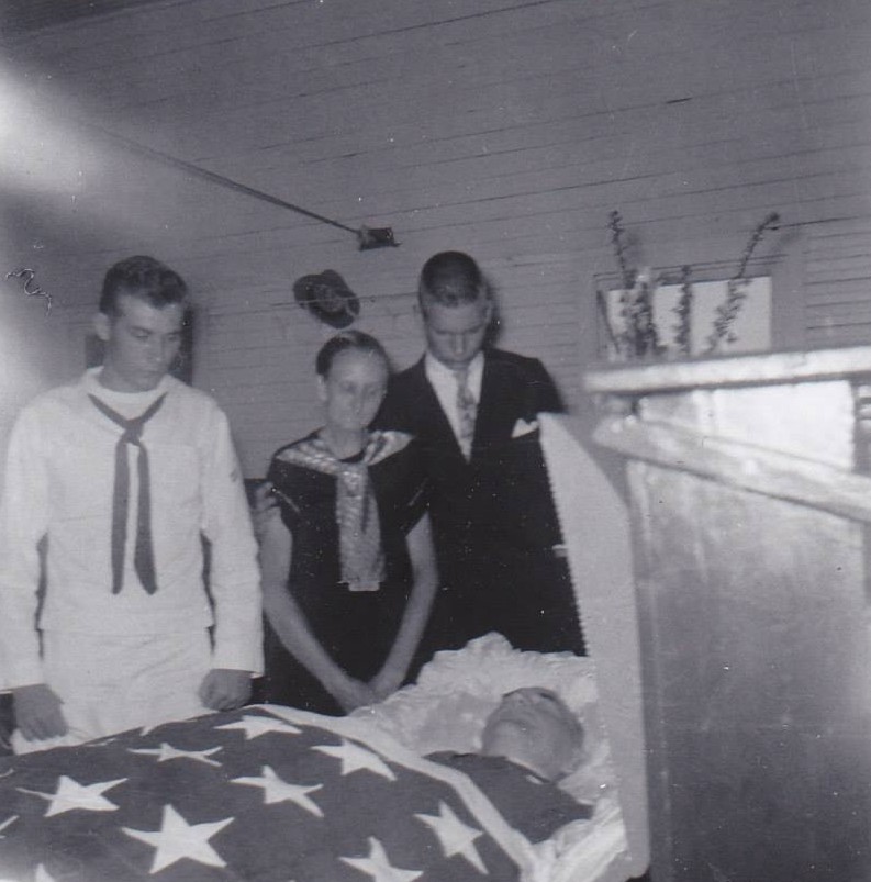 Wilson family at funeral service, 1957