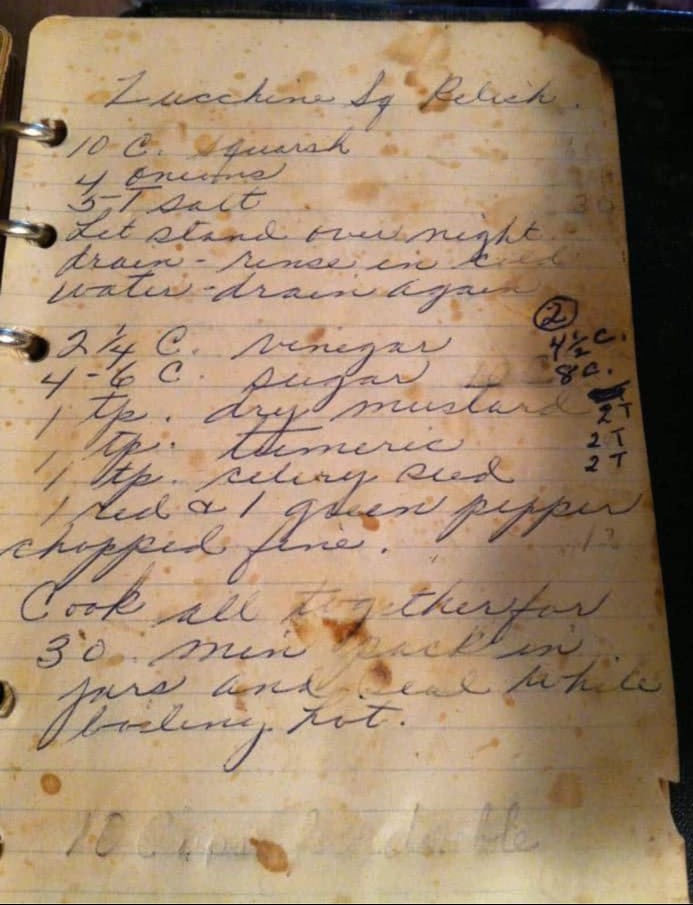 Zucchini Relish Recipe Card