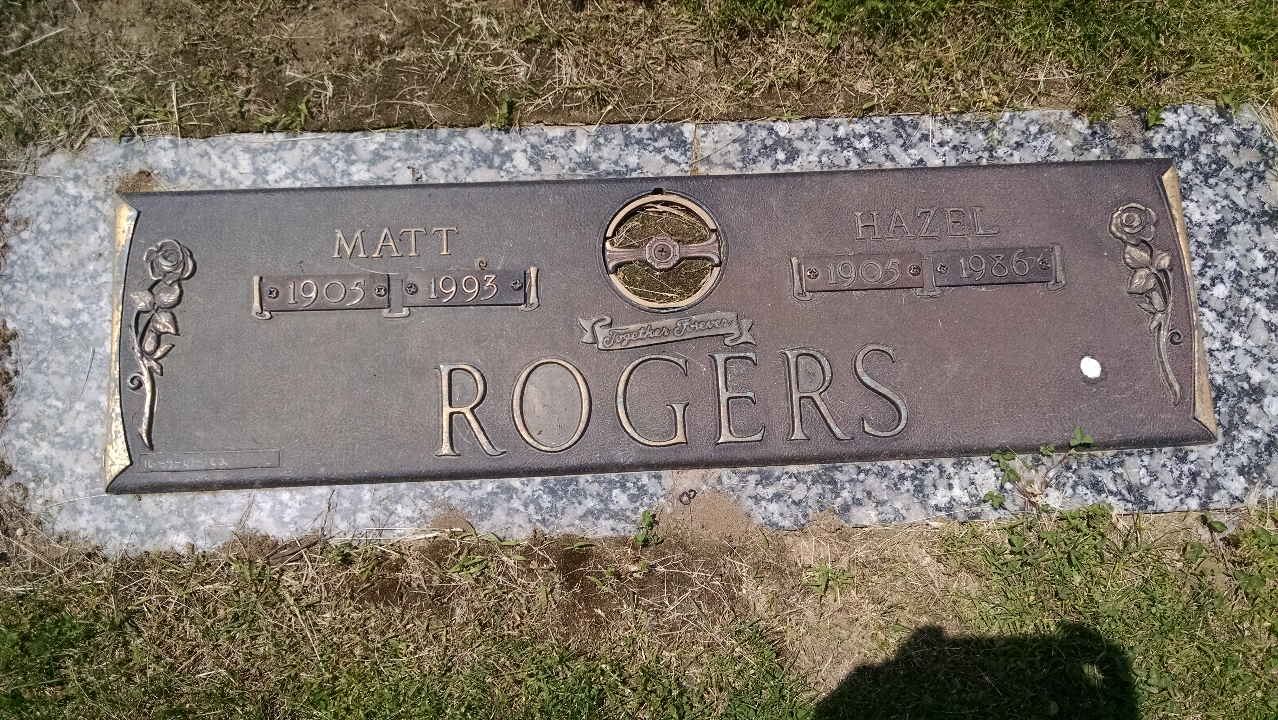 Headstone of Matt and Hazel Rogers