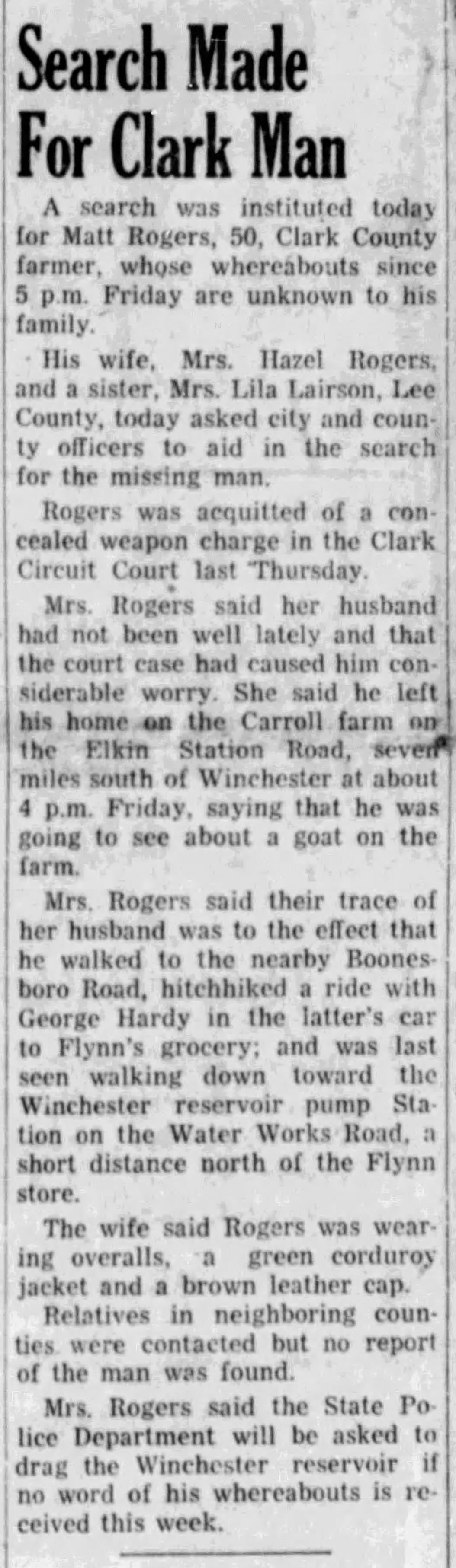 News clipping - Search made for Matt Rogers