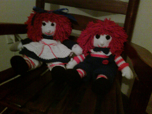 Crocheted Ragedy Betsey & Billie Dolls