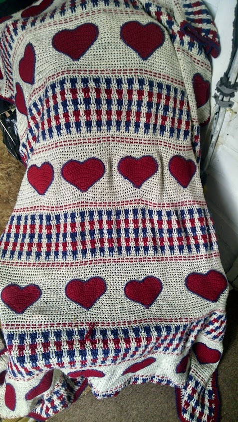 Crocheted Heart Afghan