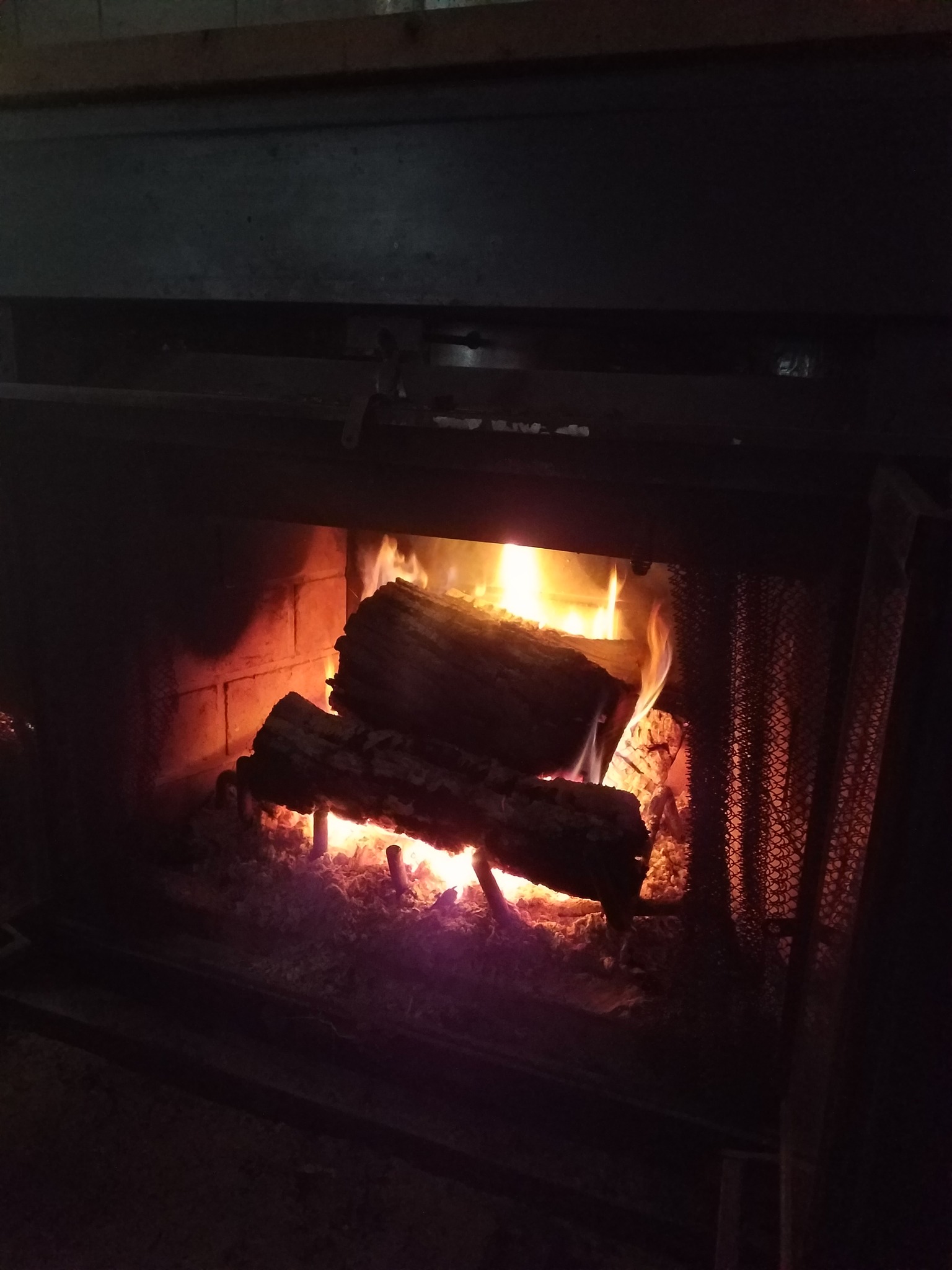 Fireplace on a rainy morning