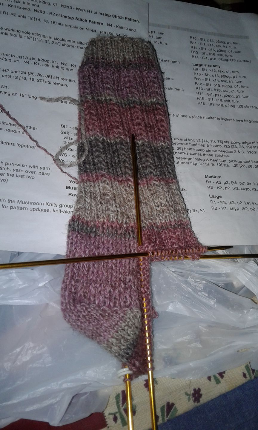 knitting a sock