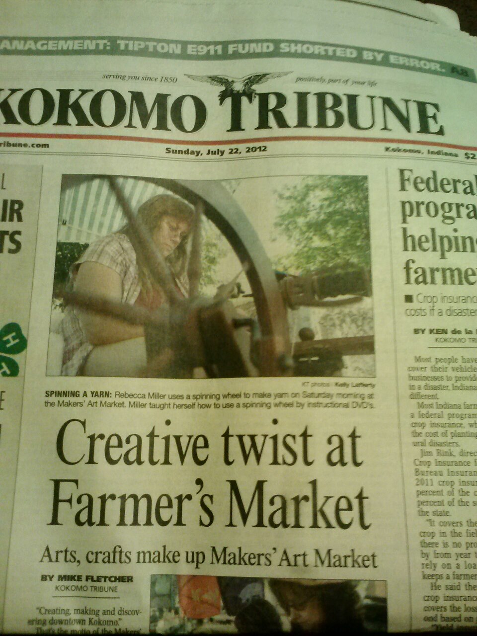 Front page of the Kokomo Tribune