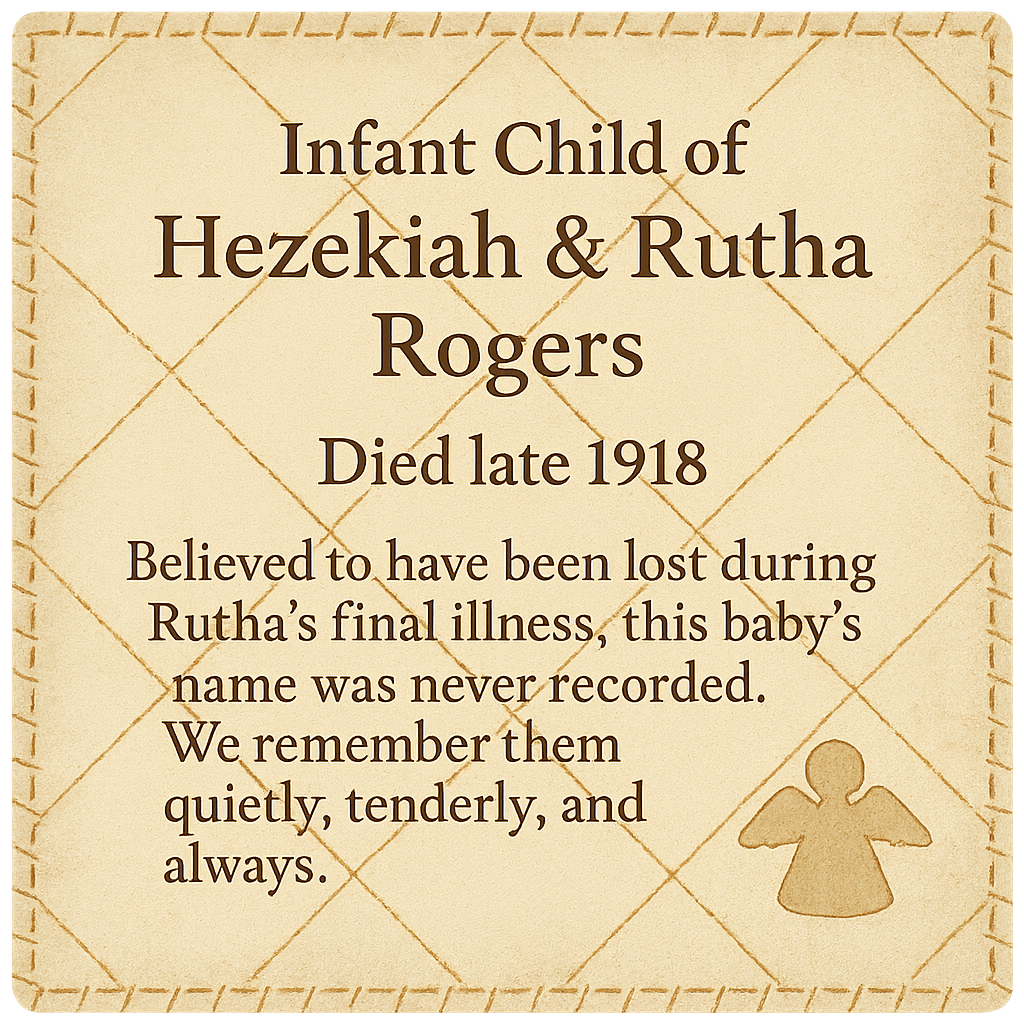 Unnamed Infant of Hezekiah & Rutha quilt block