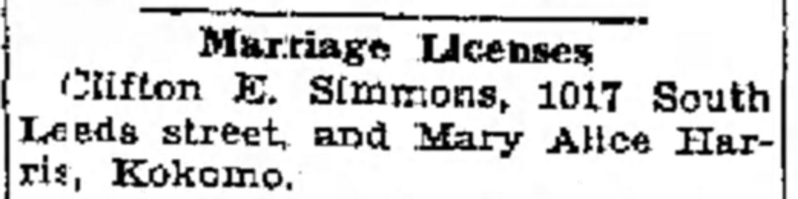 Kokomo Tribune marriage license notice