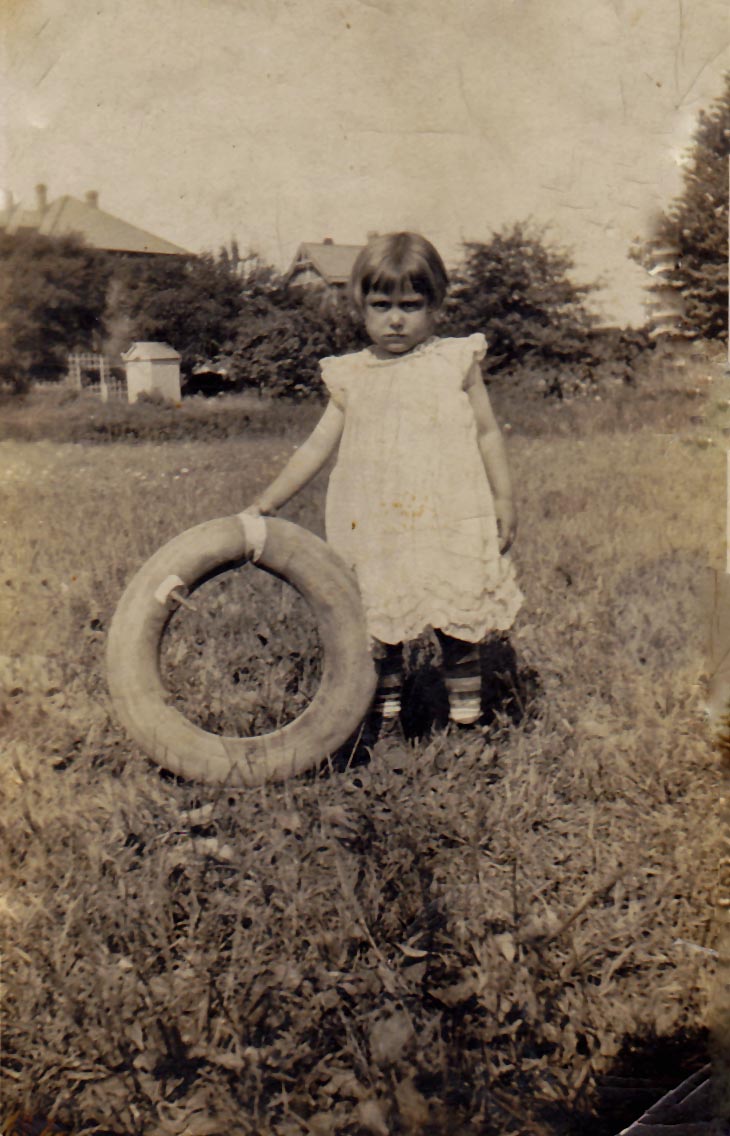 Mary Alice Harris with inner tube