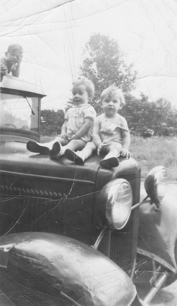 Virginia and Ronnie on old car