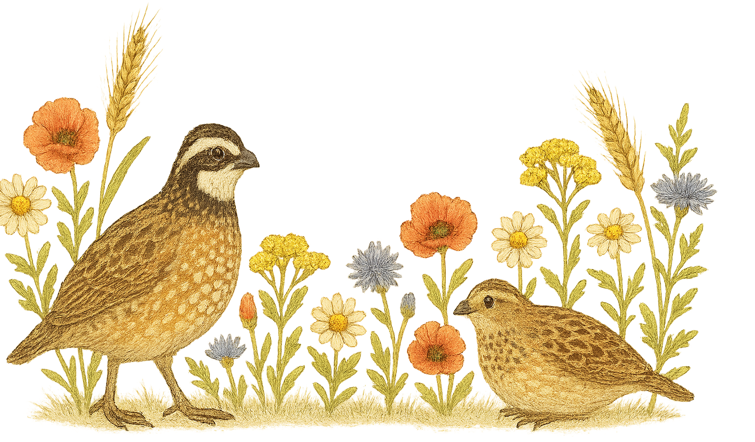 Wildflower and wheat divider with bobwhite quail