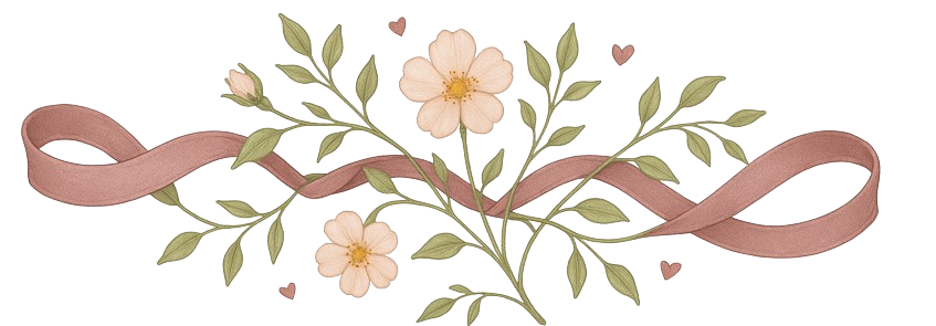 Floral ribbon divider with wild roses