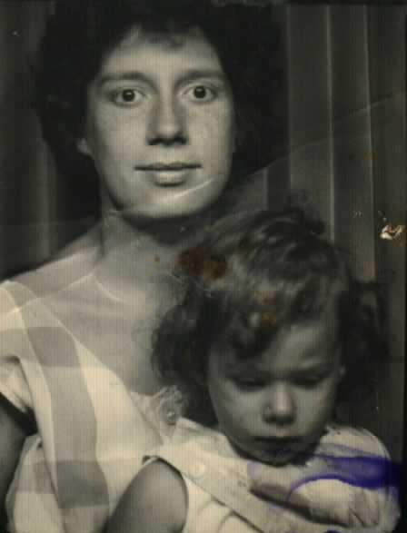 Virginia holding Mischelle in photo booth