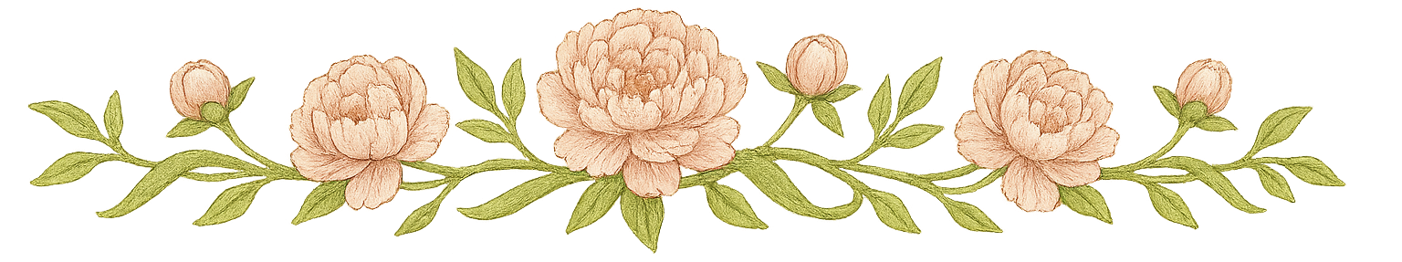 Twisty vine with peonies and sage ribbon